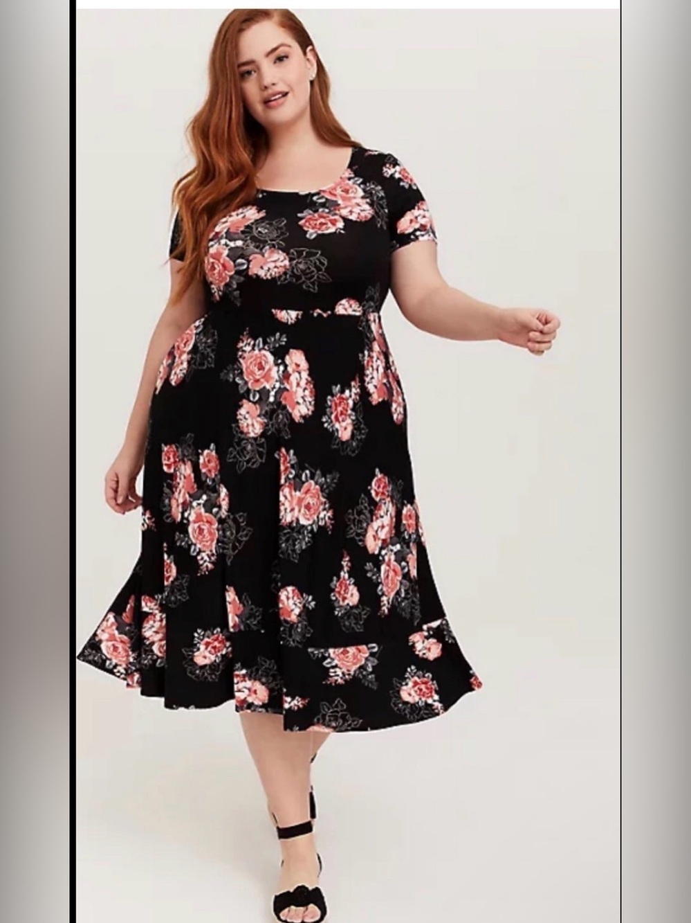 Torrid Floral Black Midi Dress—1X